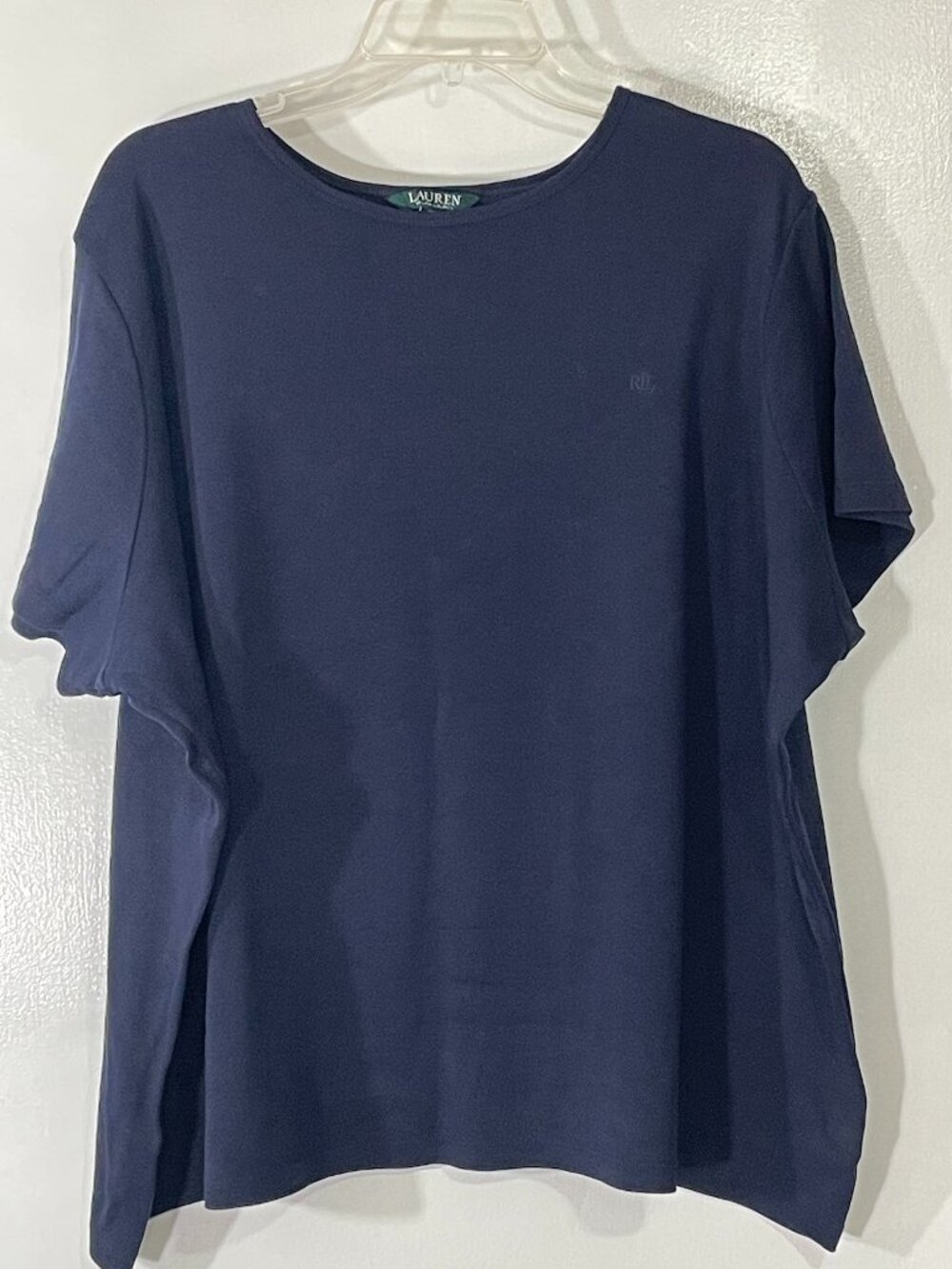 Lauren Ralph Lauren Women’s Navy Tee Size 3X Cotton Excellent Condition